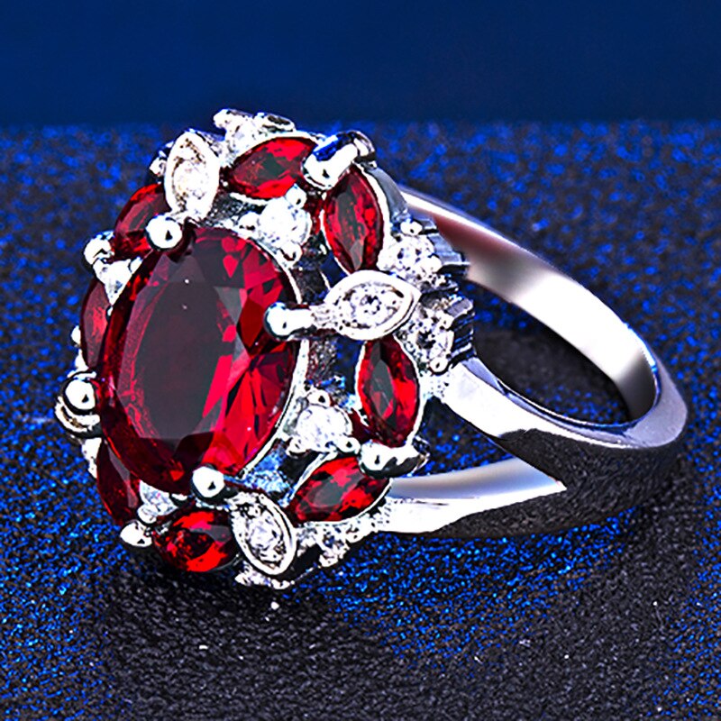 Cellacity Silver 925 ring for charm female luxury designer ruby finger ring Sapphire Aquamarine women fine Jewelry Size 6-10