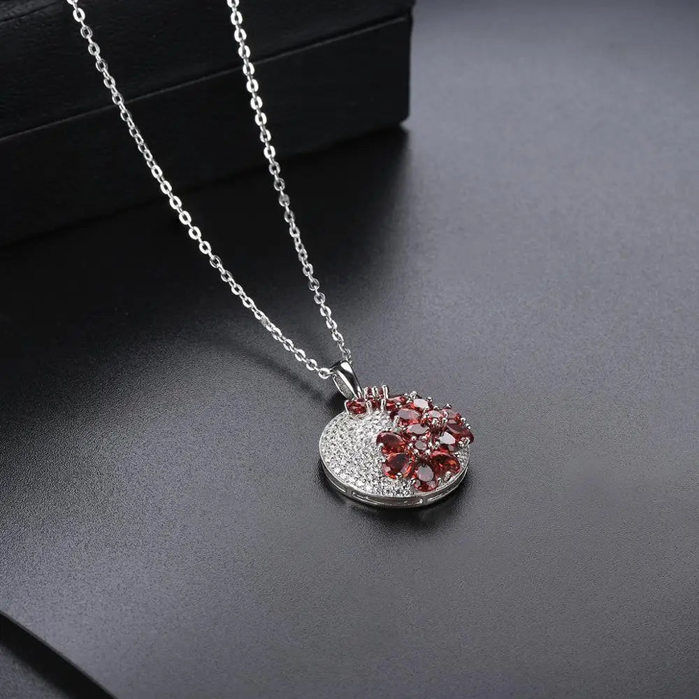 Natural Garnet Silver Pendants for Women 2.85 Carats Genuie Garnet Romantic Style Women Anniversary Gifts Top Quality Jewelry