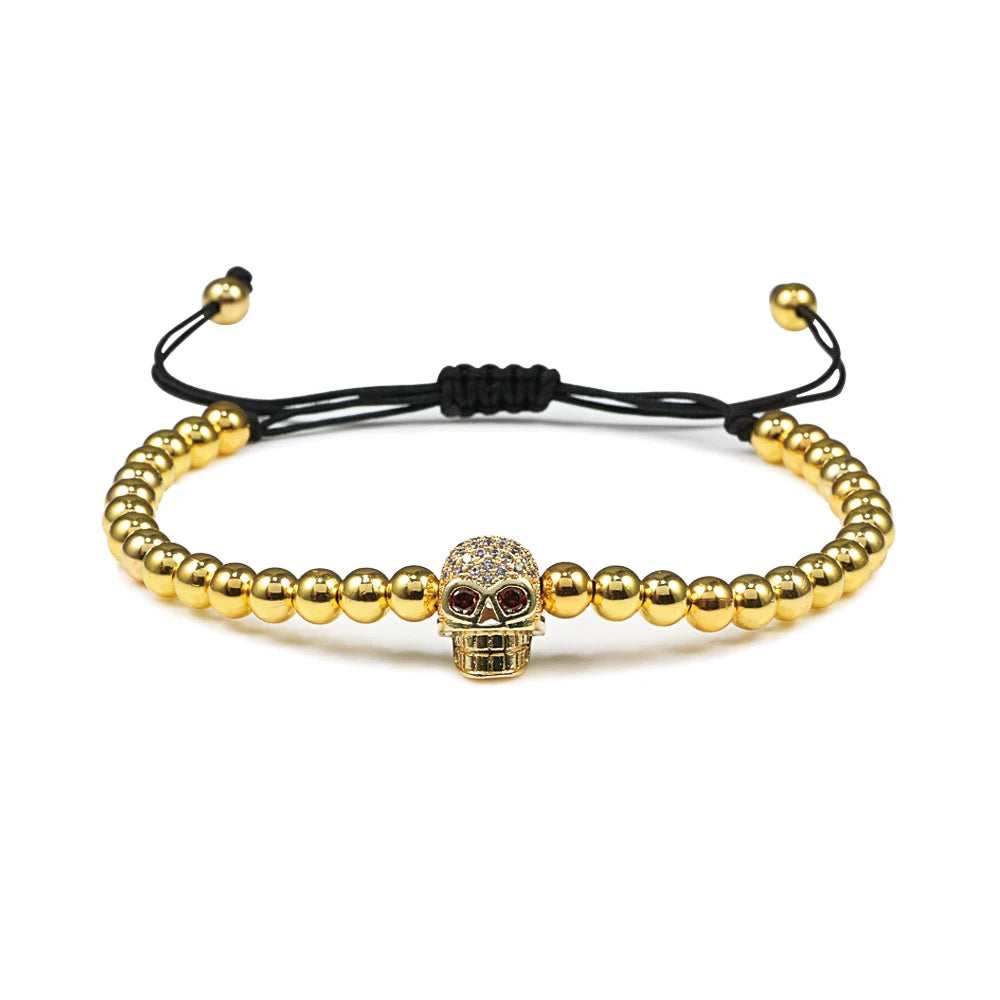 New Couple Bead Bracelet Micro CZ Crown Braided Bracelets For Men Women Adjustable Bangles His Hers Hand Jewelry Lover DIY Gifts
