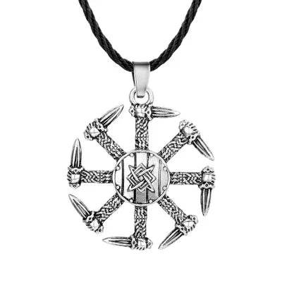 Slavic Kolovrat Wheel Amulet Pagan Pendant Necklace Viking Runes Star Of Russia Pentagram Talisman Vintage Jewelry Necklace