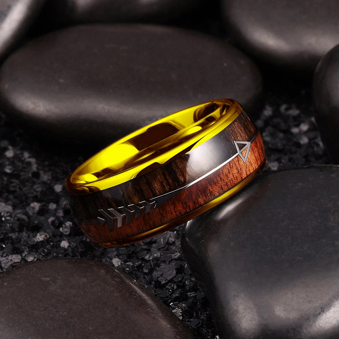 2025 Trendy 8mm Black Titanium Wedding Stainless Steel Rings For Men Inlay Colorful Abalone Shell Ring Men Wedding Band Jewelry