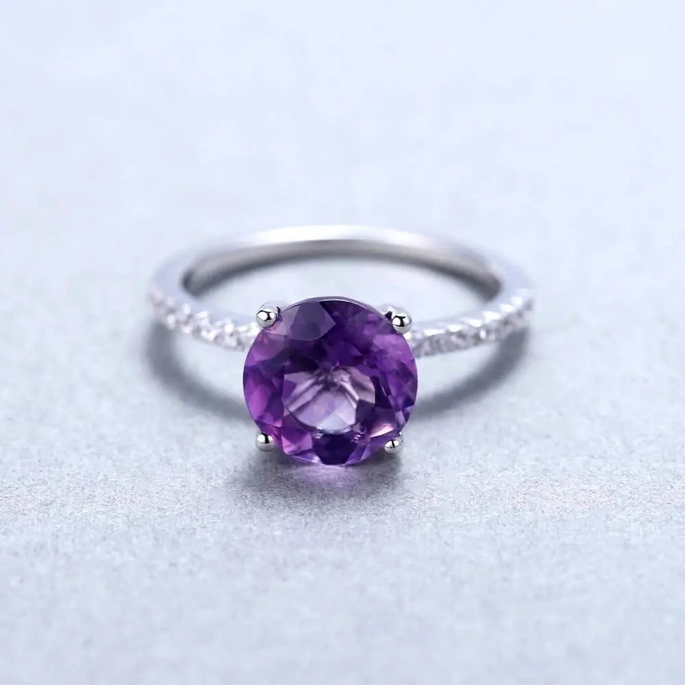 GEM'S BALLET 2.73Ct Iolite Blue Mystic Quartz Ring 585 14K 10K 18K Gold 925 Silver Solitaire Engagement Ring For Women Jewelry 925 Sterling Silver Amethyst