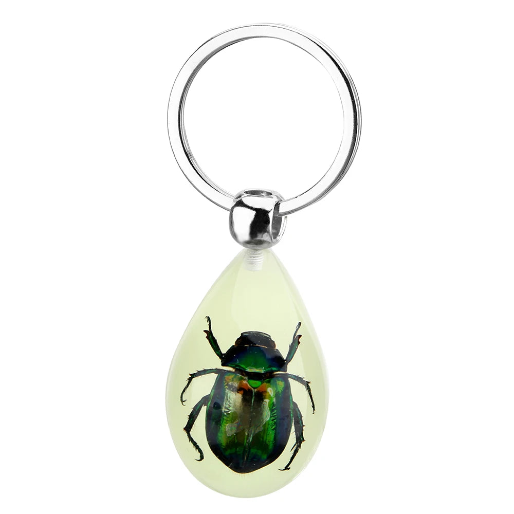 Artificial Amber Insect Car Keyring Scorpion Ant Amber Key Chain Ring Luminous Creative Scorpion Keychain Motorcycle Accessories