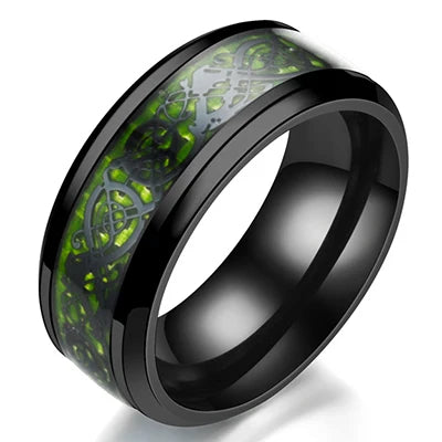 Punk Titanium Steel Black Carbon Fiber Mens Rings Fashion Red Blue Green Ring Anel Masculino Jewelry Wholesale