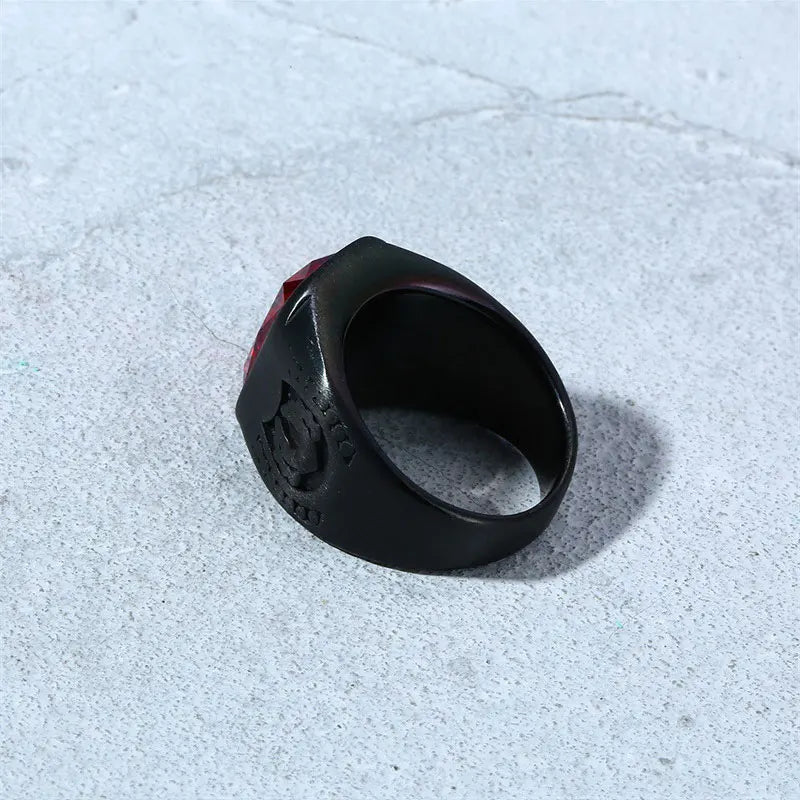 Fashion Red Stone Crystal Black Finger Rings For Men Women Gothic Punk Wedding Ring Party Jewelry Wholesale