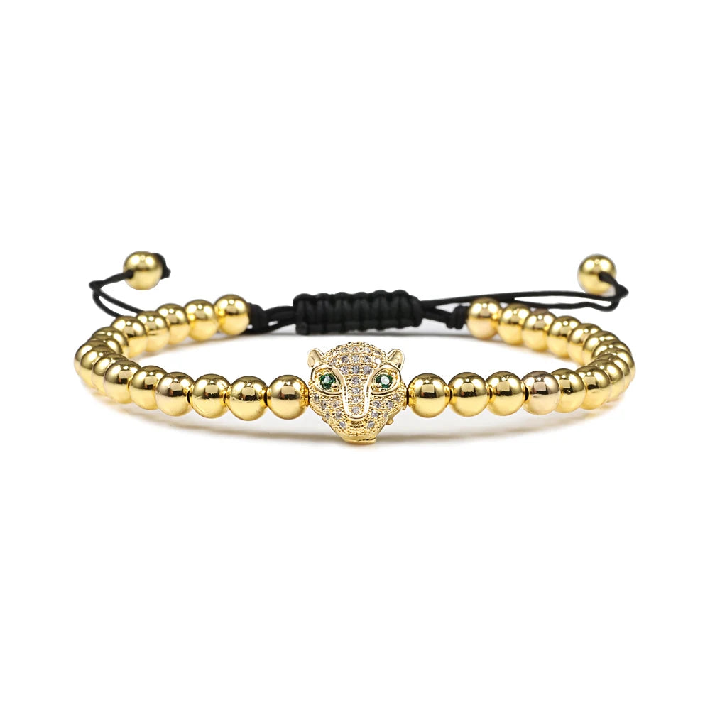 New Couple Bead Bracelet Micro CZ Crown Braided Bracelets For Men Women Adjustable Bangles His Hers Hand Jewelry Lover DIY Gifts
