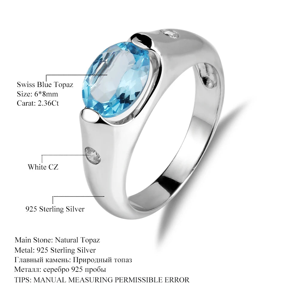 GEM'S BALLET 2.21Ct Natural Oval Red Garnet Vintage Ring 925 Sterling Silver Gemstone Simple Ring For Women Wedding Fine Jewelry Swiss Blue Topaz CHINA