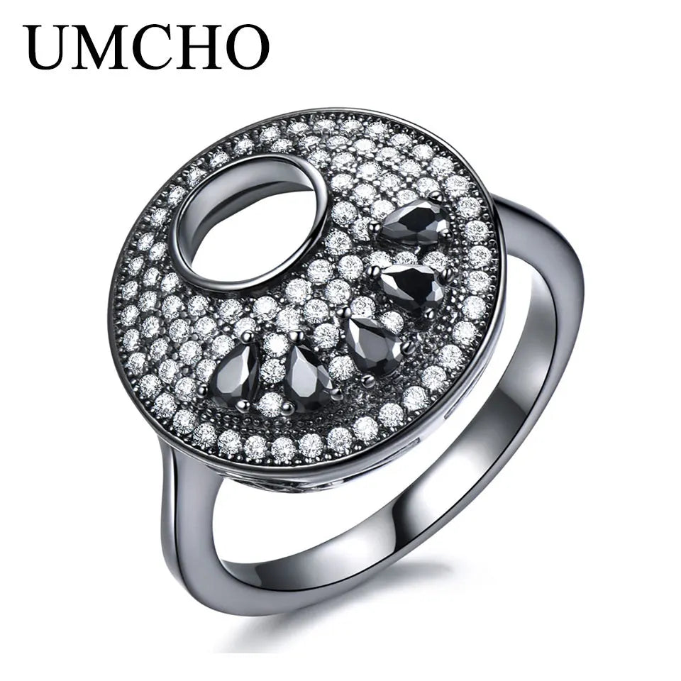 UMCHO Solid 925 Sterling Silver Jewelry Water Drop Created Nano Sapphire Rings For Women Romantic Charming Gift Fine Jewelry RUJ042BS-4