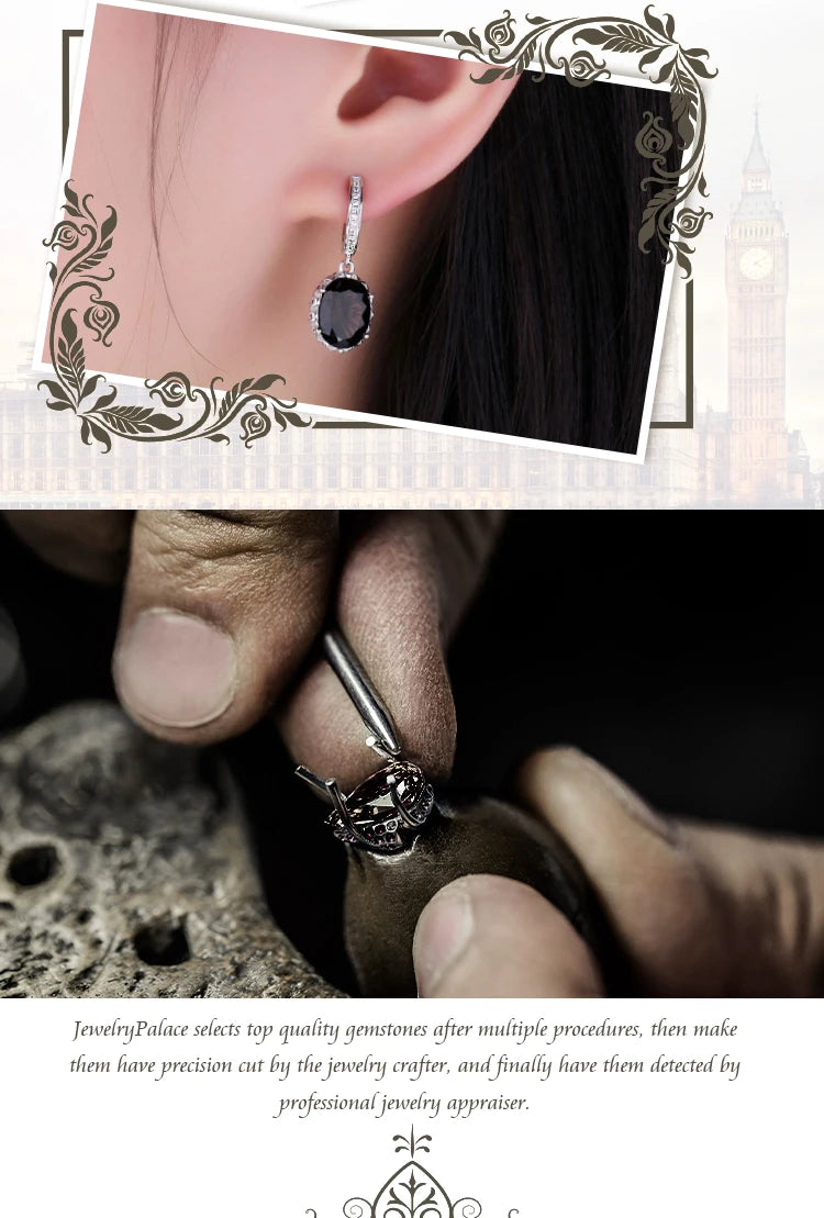 JewelryPalace Large 5.7ct Genuine Oval Smoky Quartz 925 Sterling Silver Big Gemstone Cocktail Statement Rings for Women Jewelry