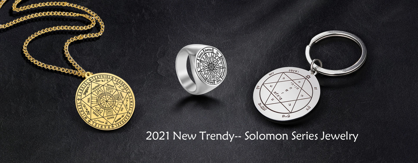 LIKGREAT Stainless Steel Rings for Men Triskele Triple Spiral Symbol Amulet Solomon Signet Ring Punk Occult Magic Pagan Talisman