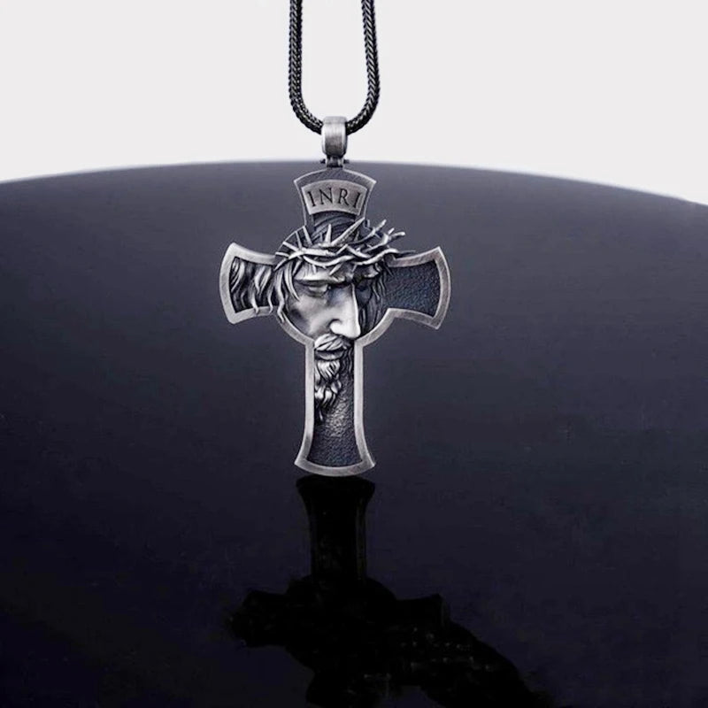 Celtic Cross Crown of Thorns Jesus Head Men Pendant Necklace Fashion Punk Hip Hop Necklace Religious Party Jewelry Accessories