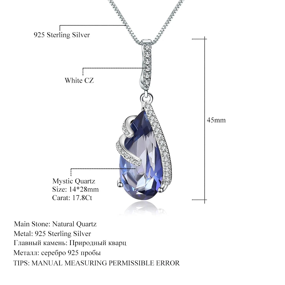 Gem's Beauty 17.8Ct Natural Iolite Blue Mystic Quartz Vintage Pendant Necklaces 925 Sterling Sliver Necklaces Women Fine Jewelry