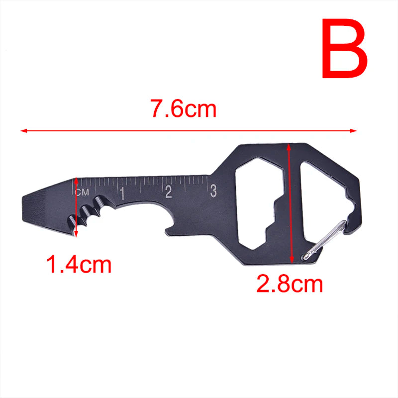 Multitools EDC Stainless Steel Keychain Outdoor Survival Gear Gadget Bottle Opener Multi Pocket Tool Pendant Keyring B