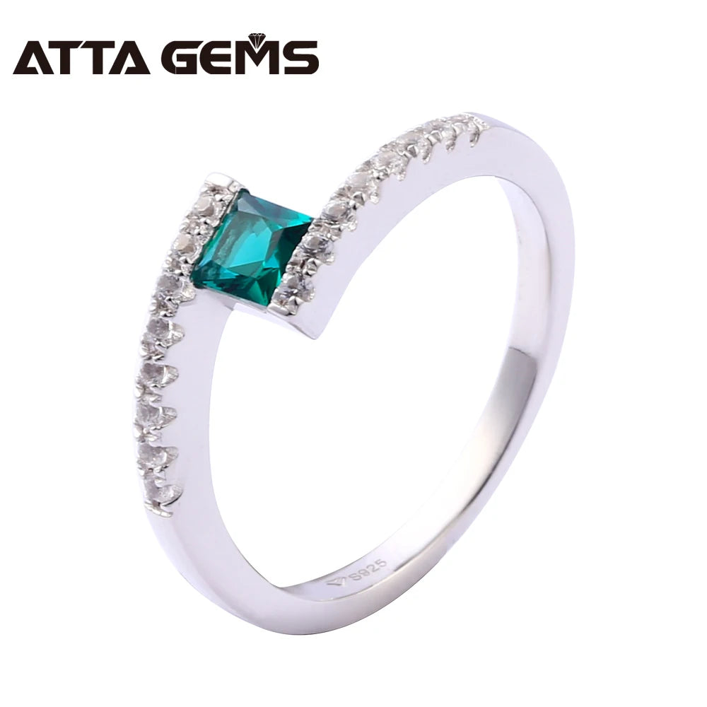 100% 925 Sterling Silver Created Moissanite 1.0 Carat Emerald Gemstone Birthstone Wedding Engagement Ring Fine Jewelry Wholesale Created Emerald