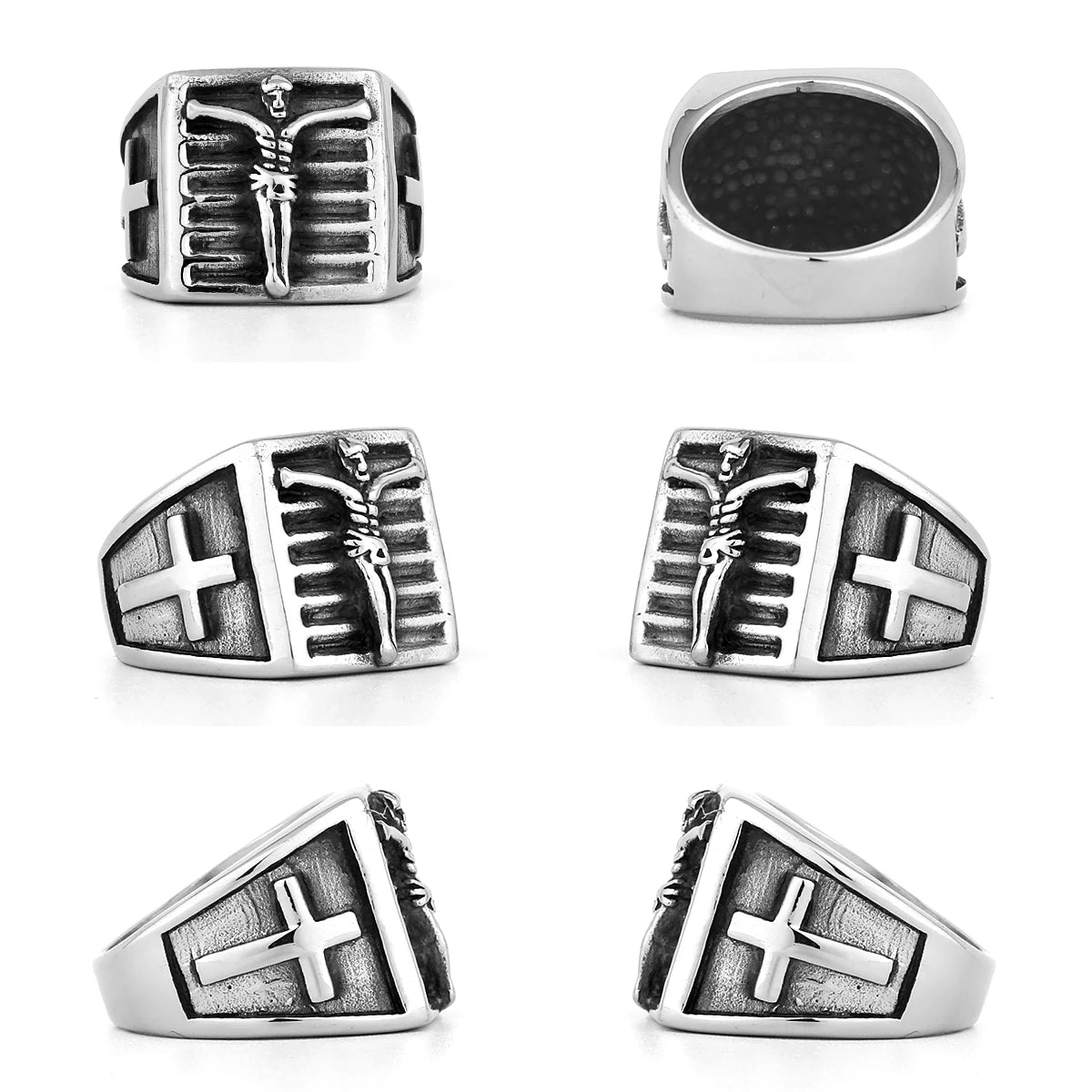 Stainless Steel Catholic Christian Cross Faith Amulet Ring Women Men Unisex Ring Multi Style Finger Jewelry Creative Gift