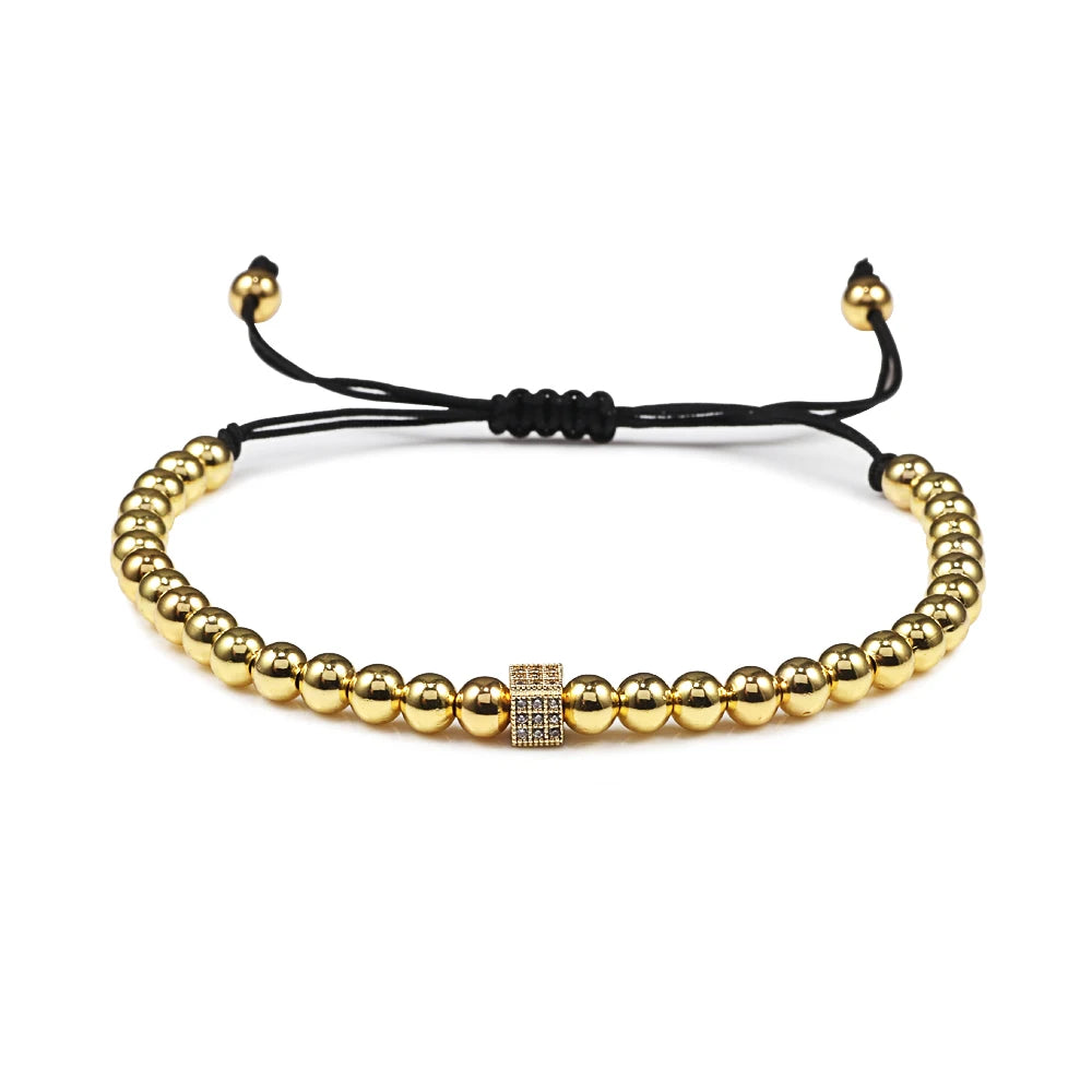 New Couple Bead Bracelet Micro CZ Crown Braided Bracelets For Men Women Adjustable Bangles His Hers Hand Jewelry Lover DIY Gifts