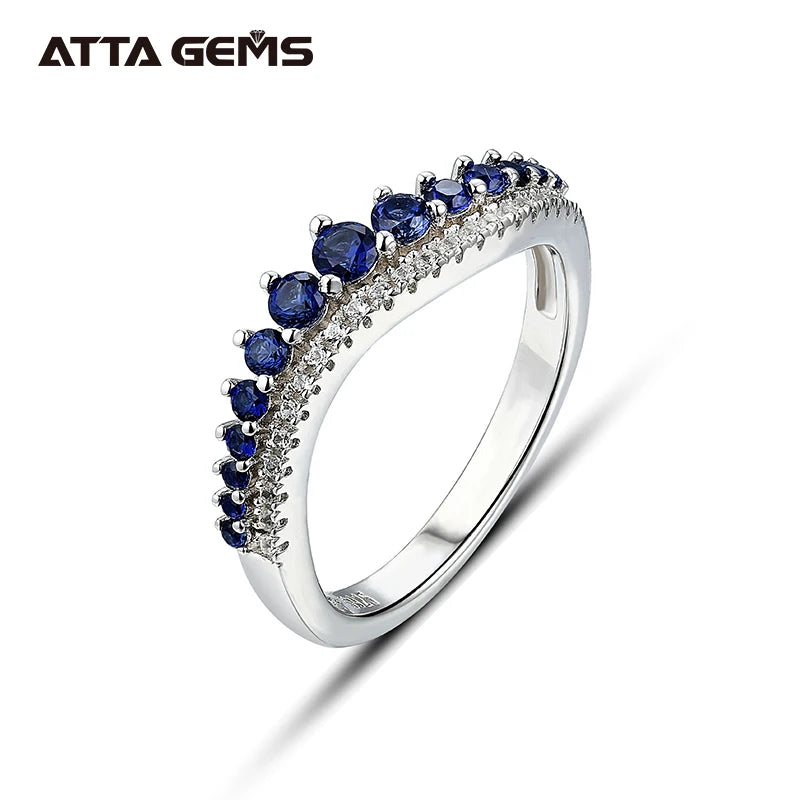 Blue Sapphire Sterling Silver Rings for Women Wedding Engagement Jewelry S925 Created Sapphire Round Cut Wholesale Jewelry Blue Sapphire