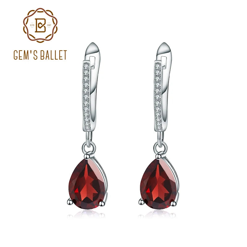 Gem's Ballet 4.31Ct Natural Red Garnet Drop Earrings Solid 925 Sterling Silver Fine Jewelry For Women Gemstone Earrings CHINA