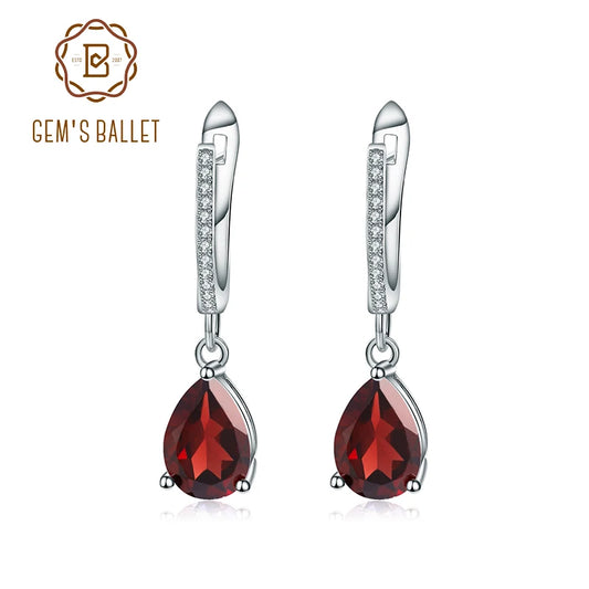 Gem's Ballet 4.31Ct Natural Red Garnet Drop Earrings Solid 925 Sterling Silver Fine Jewelry For Women Gemstone Earrings CHINA