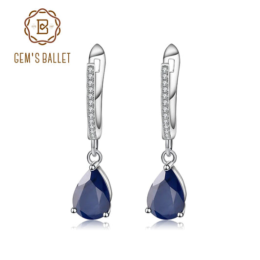 Gem's Ballet 5.05Ct Natural Blue Sapphire Gemstone Drop Earrings 925 Sterling Silver Fine Jewelry For Women Wedding CHINA