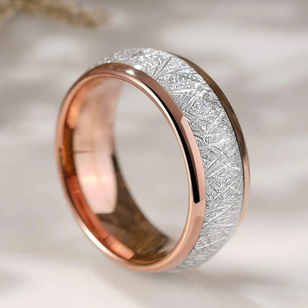 Fashion 8MM Rose Gold Color Stainless Steel Rings For Men Women Colorful Abalone Shell  Inlaid Men Rings Wedding Party Jewelry