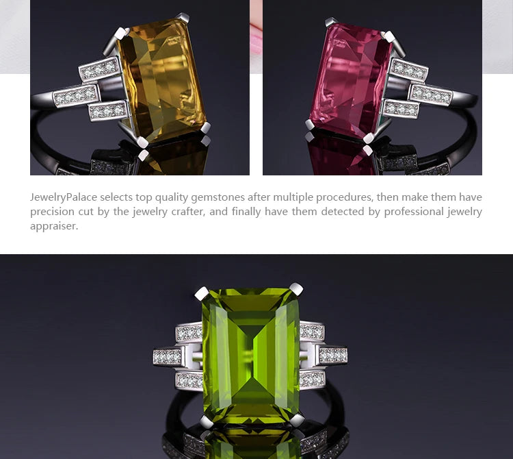 JewelryPalace Huge 6ct Emerald Cut Simulated Color Change Diaspore Open Adjustable Cocktail Ring 925 Sterling Silver
