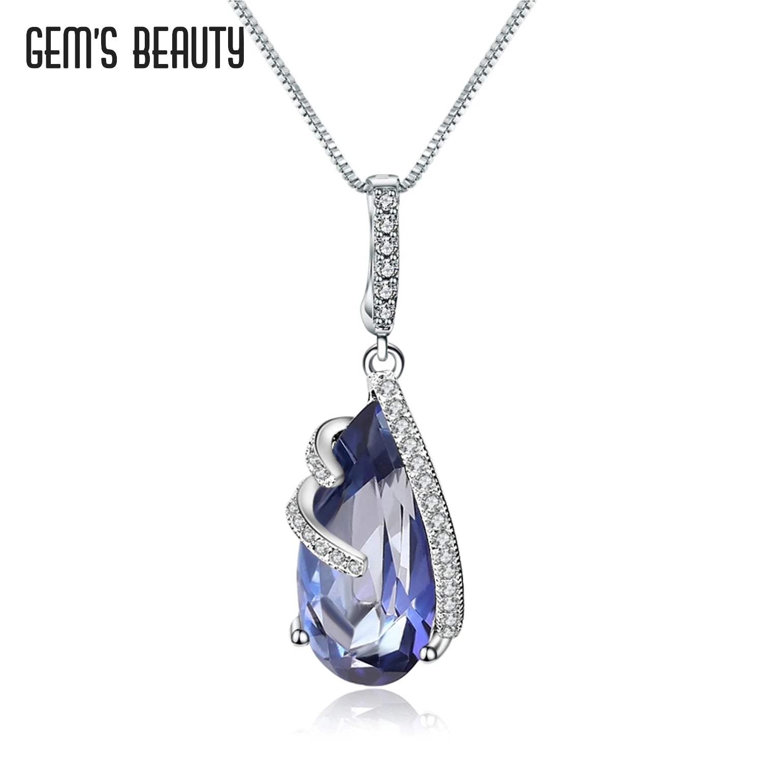 Gem's Beauty 17.8Ct Natural Iolite Blue Mystic Quartz Vintage Pendant Necklaces 925 Sterling Sliver Necklaces Women Fine Jewelry Blue Mystic Quartz 925 Sterling Sliver 45cm | CHINA