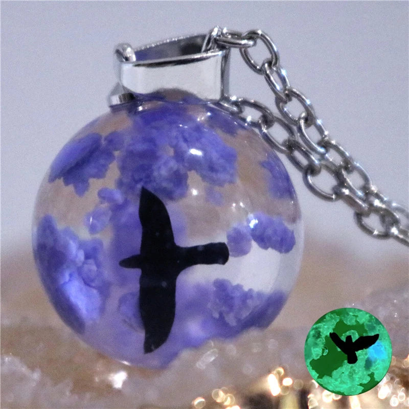 Chic Transparent Resin Rould Ball Moon Pendant Necklace Women Blue Sky White Cloud Chain Necklace Fashion Jewelry Gifts for Girl 10