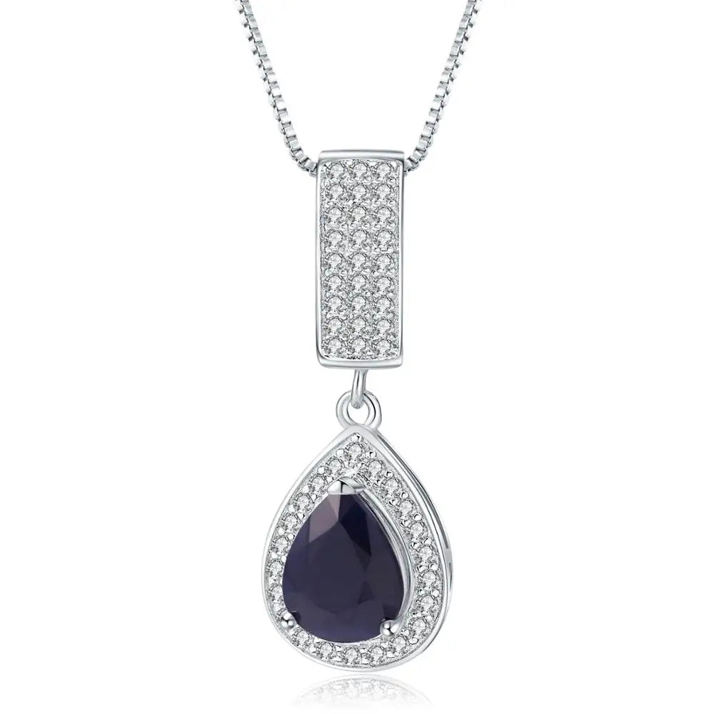 GEM'S BALLET 925 Sterling Silver Jewelry 1.29Ct Natural Blue Sapphire Gemstone Elegant Pendant Necklace for Women Fine Jewelry