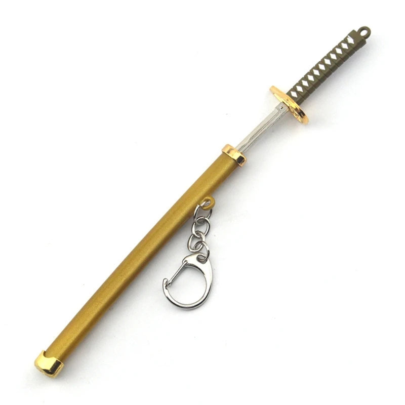 Anime Keychain Sword Metal Key Ring Scabbard Keyring Katana Buckle Key Chain Unisex Jewelry Gifts Yellow CHINA