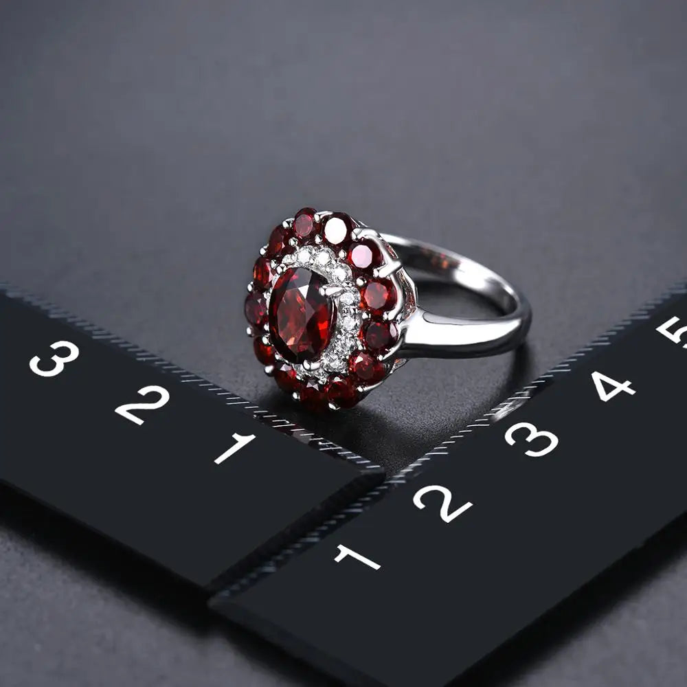 Hutang Natural Mozambique Garnet 925 Silver Ring Red Gemstone Solid 925 Sterling Silver Vintage Rings Fine Elegant Women Jewelry