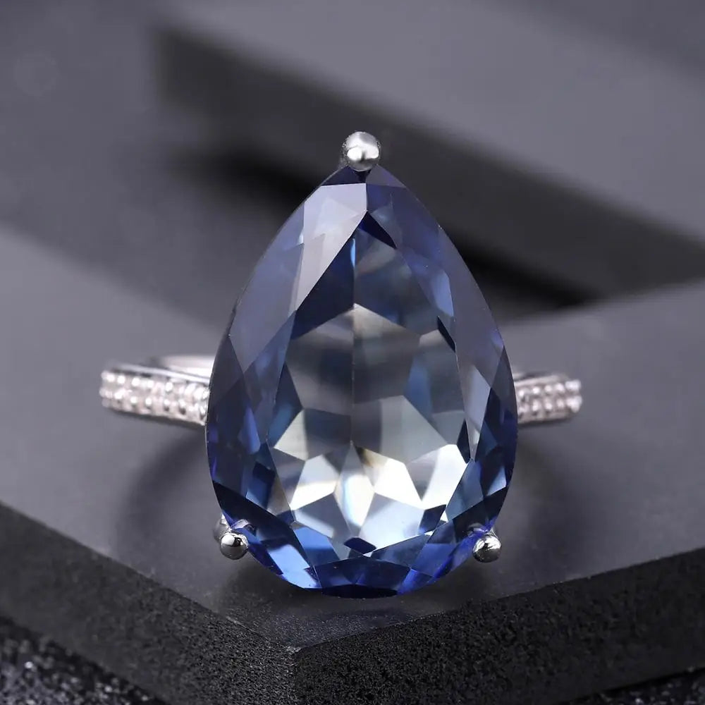 GEM'S BALLET 925 Sterling Silver Gemstone Bridal Jewelry Sets Natural Mystic Quartz Pendant Ring Earrings Set For Women Wedding