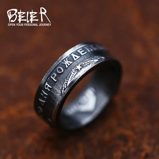 Vintage Coin Circle Antique Creative Retro Coin Ring For Men Hip Hop Fashion Dollar Design Ring Jewelry