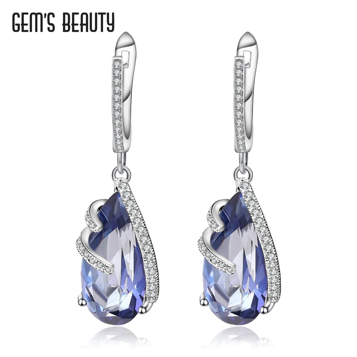 Gem's Beauty 15.78Ct Natural Iolite Blue Mystic Quartz Vintage Earrings 925 Sterling Sliver For Women Fine Jewelry Blue Mystic Quartz 925 Sterling Sliver CHINA