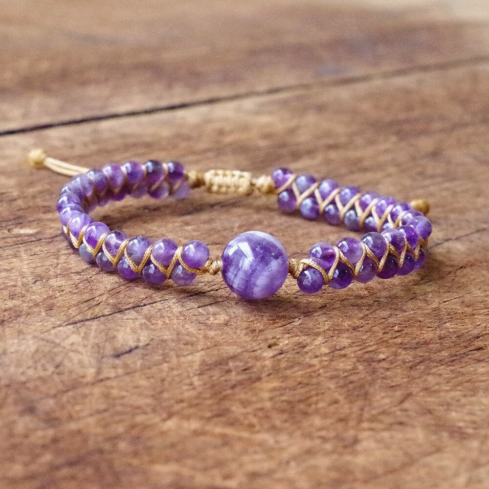 Natural Stone String Beads Braided Yoga Bracelet &amp; Bangle Women Men Handmade DIY Jewelry Bohemia Charm Warp Bracelet Friendship