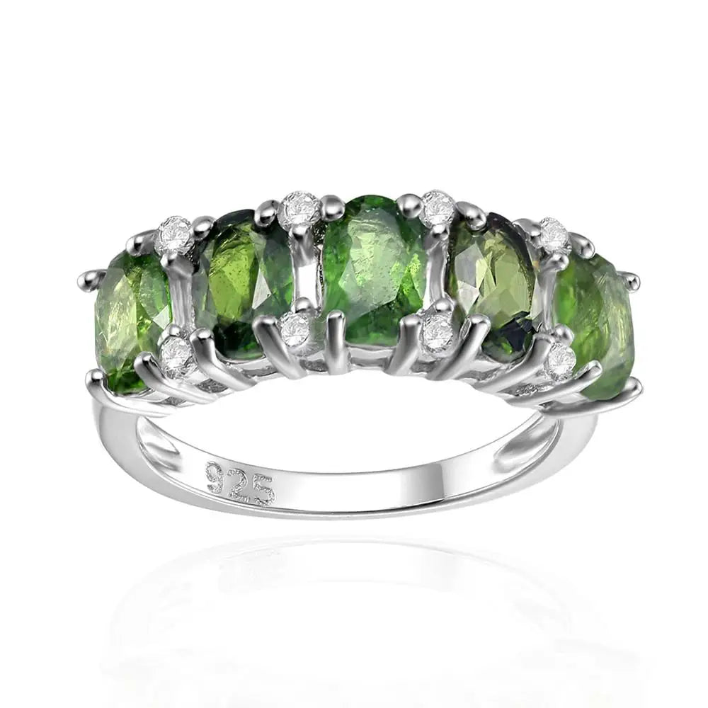 GEM'S BALLET 925 Sterling Silver Wedding Bands Ring Natural Tourmaline Gamstone Ring For Women Wedding Fine Jewelry 2021 NEW Chrome Diopside CHINA