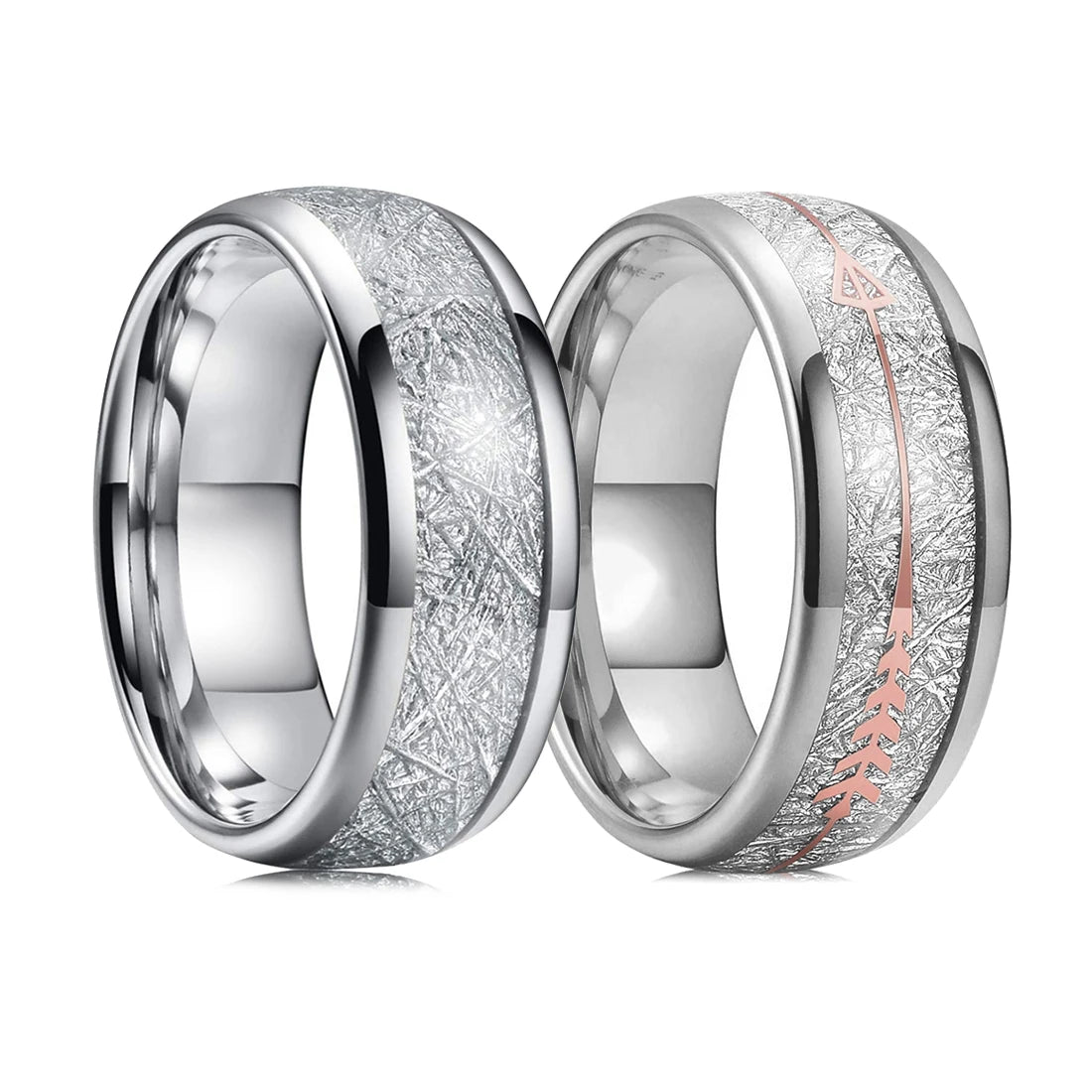 Fashion 8MM Rose Gold Color Stainless Steel Rings For Men Women Colorful Abalone Shell  Inlaid Men Rings Wedding Party Jewelry