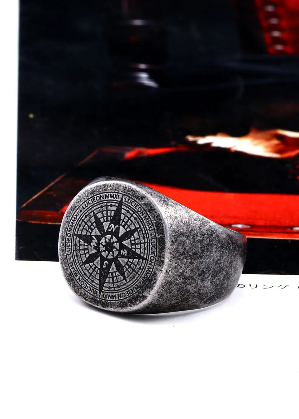 BEIER 316L Stainless Steel Vintage Viking Compass Men's Ring Navigation Odin Amulet High Quality Jewelry BR8-179