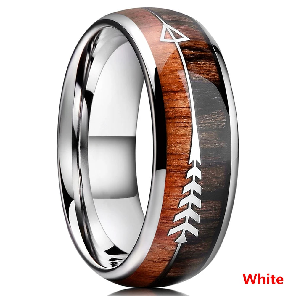 Fashion 8MM Rose Gold Color Stainless Steel Rings For Men Women Colorful Abalone Shell  Inlaid Men Rings Wedding Party Jewelry