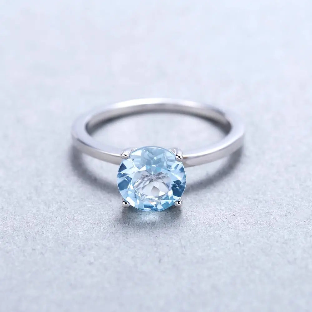 Gem's Ballet 2.57Ct Natural Blue Sapphire 585 14K 10K 18K Gold 925 Silver Gemstone Solitaire Engagement Ring For Women Jewelry 925 Sterling Silver Sky Blue Topaz