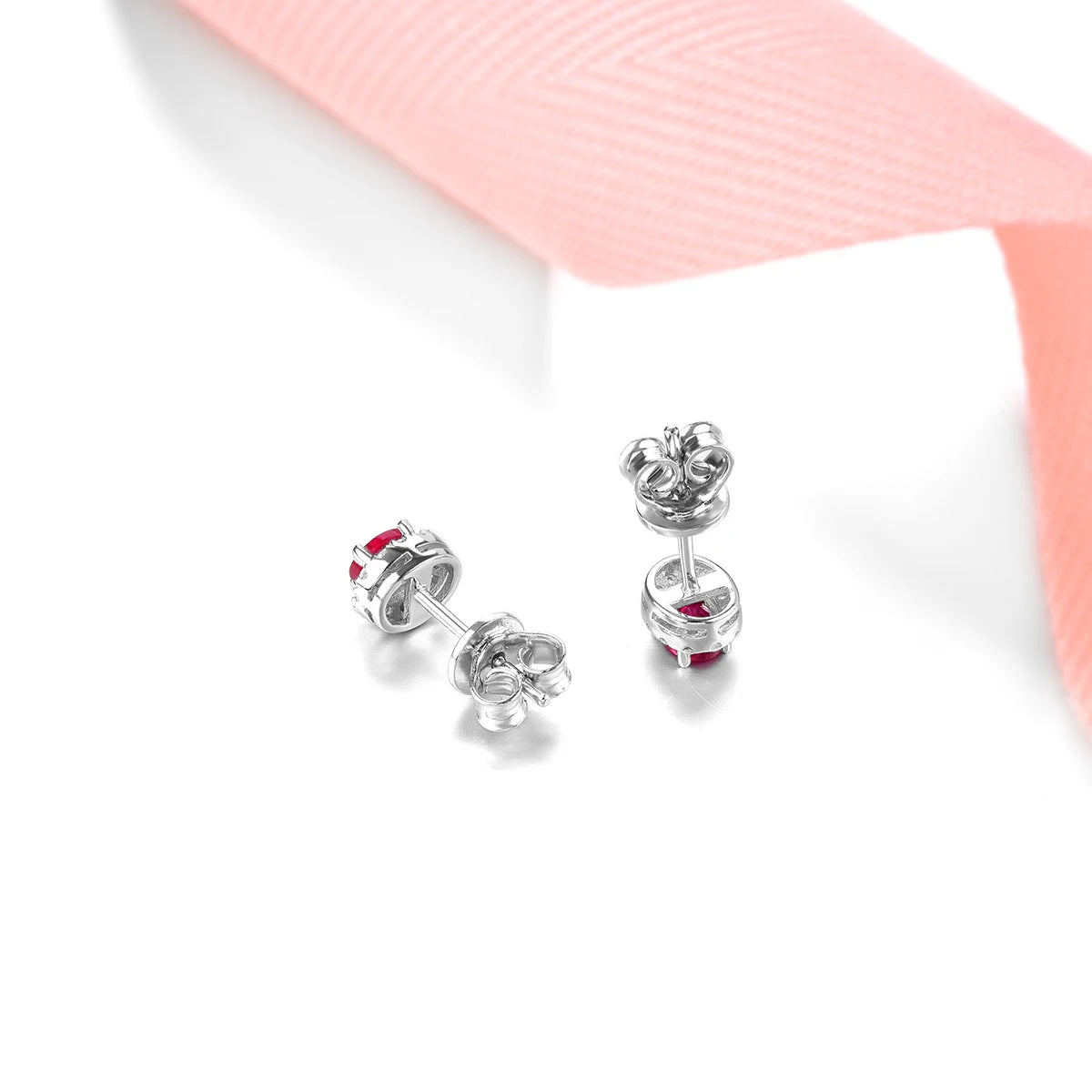 Natural Ruby Gemstone Sterling Silver Stud Earrings 0.5 Carats Genuine Precious Stone Women Romantic Elegant S925 Jewelrys