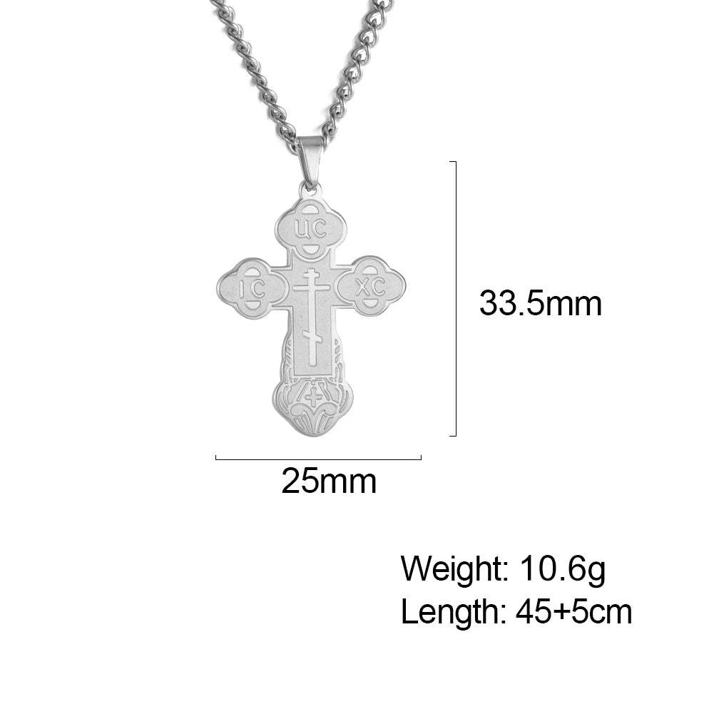 Dawapara Eastern Orthodox Serbian Cross Pendant Necklace Stainless Steel Jewelry Talisman Charm Necklaces