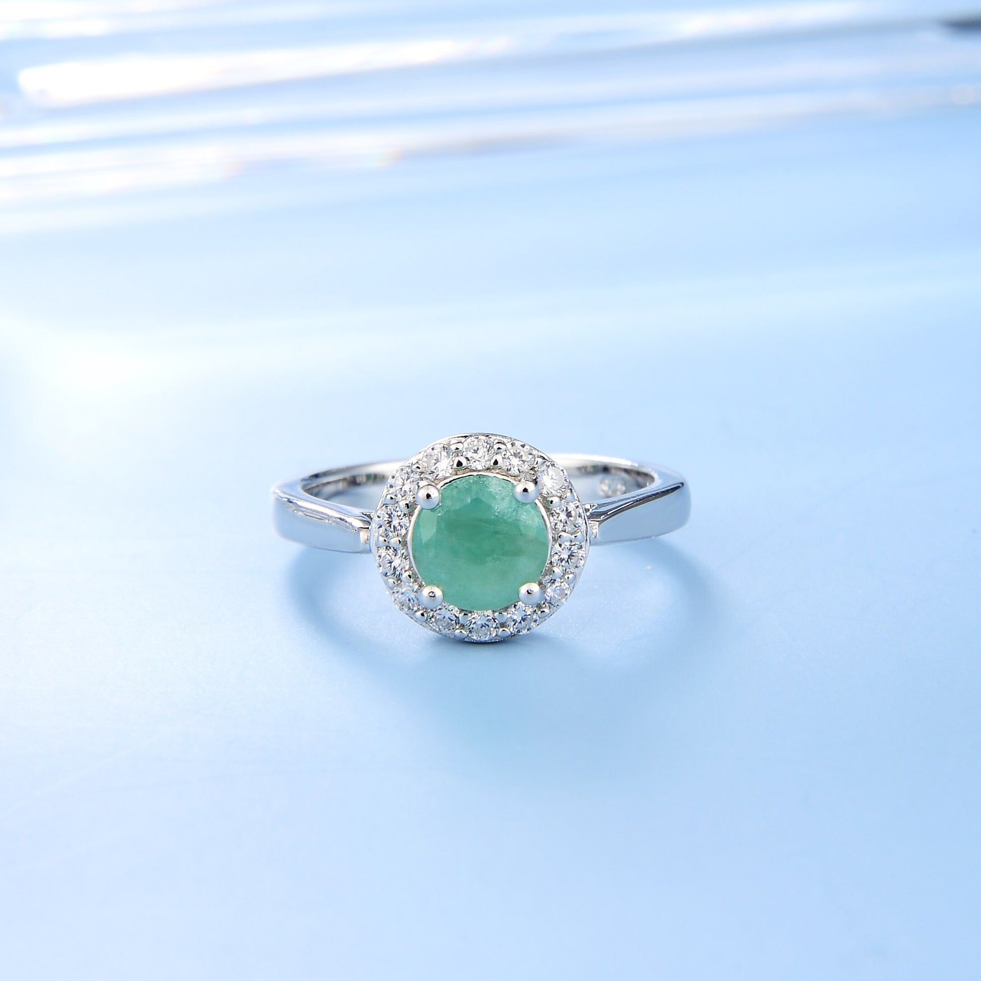 GEM&#39;S BALLET Real 925 Sterling Silver Gemstone Halo Ring Natural Green Emerald Mystic Topaz Rings For Women Fine Jewelry