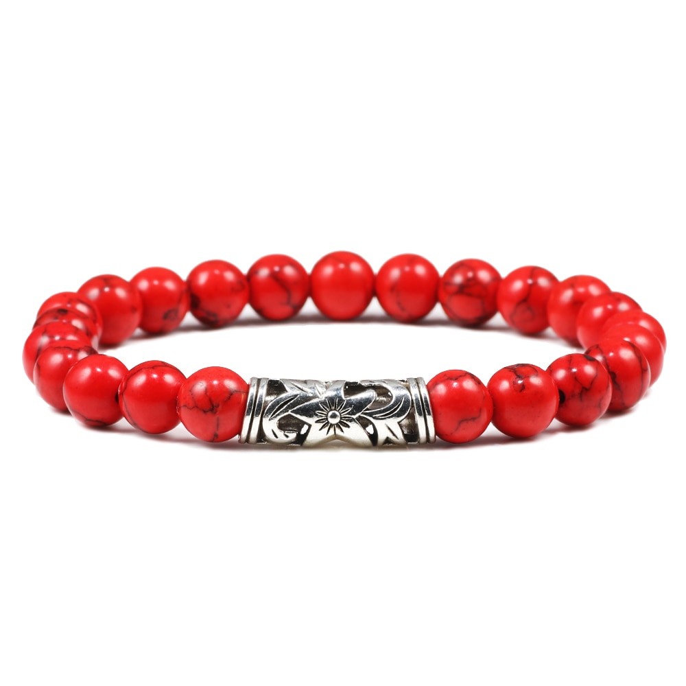 Black Lava Tiger Eye Weathered Stone Bracelets Bangles Classic Owl Beaded Natural Charm Bracelet for Women and Men Yoga Jewelry Red CHINA
