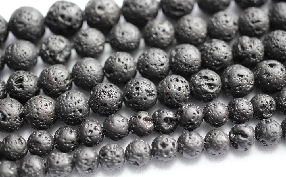 Natural black lava 6mm 8mm 10mm 12mm round volcanic loose beads for jewelry making or gift charms