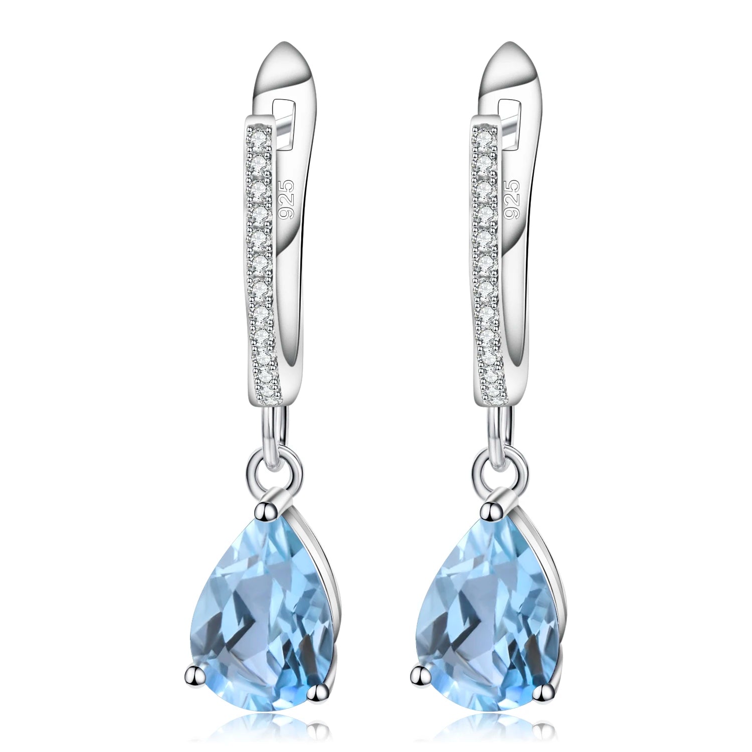 Gem's Ballet Natural Sky Blue Topaz Earrings Genuine 925 Sterling Silver Fine Jewelry 7x10mm Drop Earring For Women Fashion Sky Blue Topaz 1 CHINA