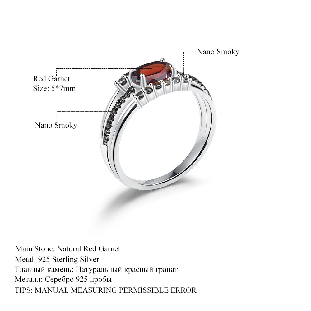 GEM'S BALLET 0.95Ct Natural Red Garnet Antique Style Rings for Women 925 Sterling Silver Birthstone Ring Fine Jewelry