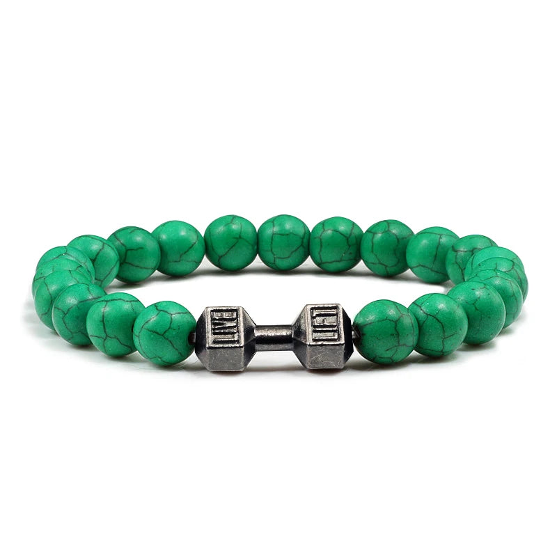 Black Weathered  Wristband Adjustable Barcelets For Women Men Beads Bracelet Dumbbell Mens Fashion Yoga Jewelry Original Bangles