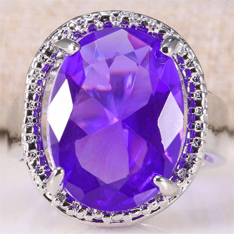 Cellacity Classic Silver 925 Jewelry Amethyst Silver Rings For Women With Oval Shaped Gemstones Engagement Female Gift