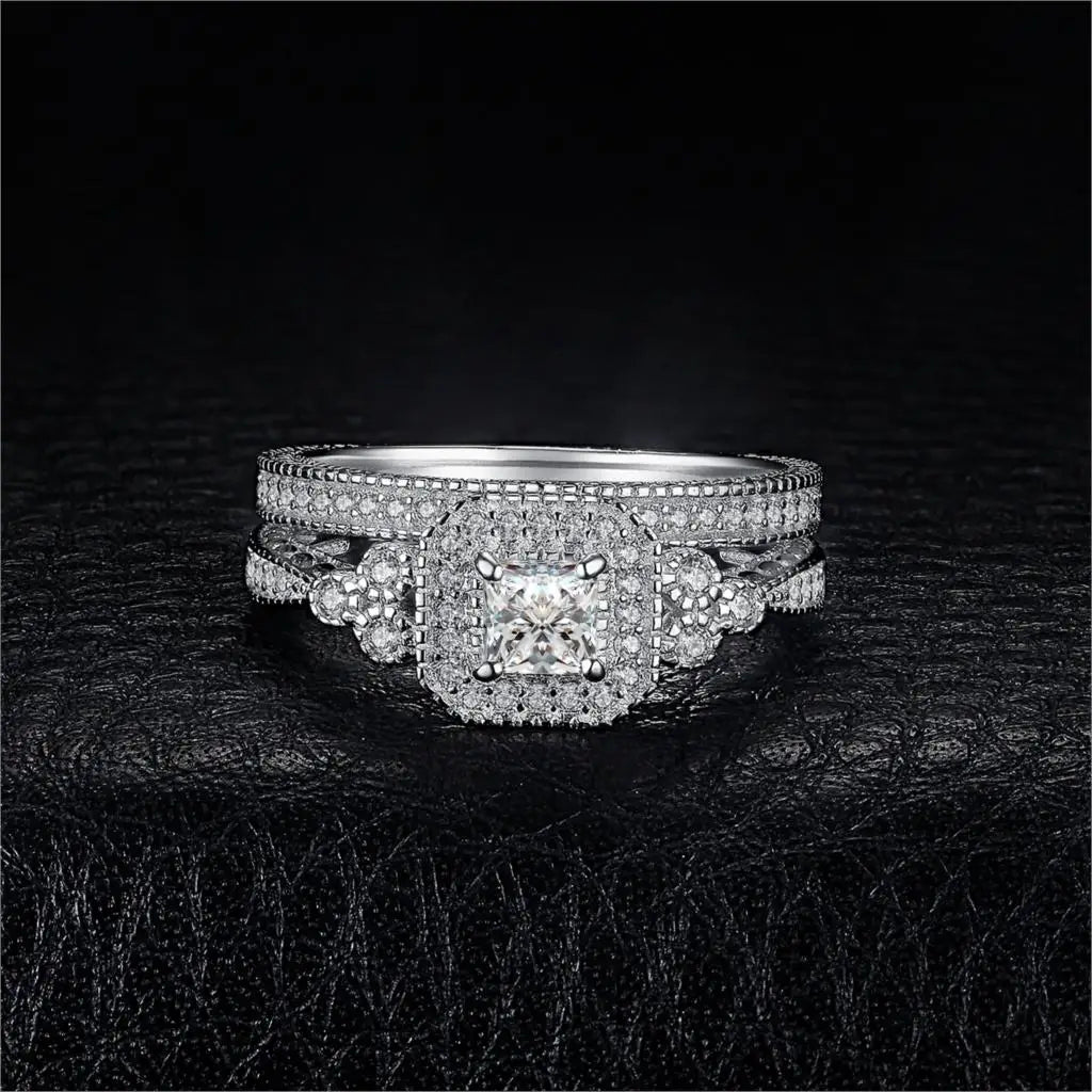 JewelryPalace 2 Pcs Wedding Ring for Women 925 Sterling Silver Engagement Ring AAAAA CZ Zircon Luxury Bridal Sets
